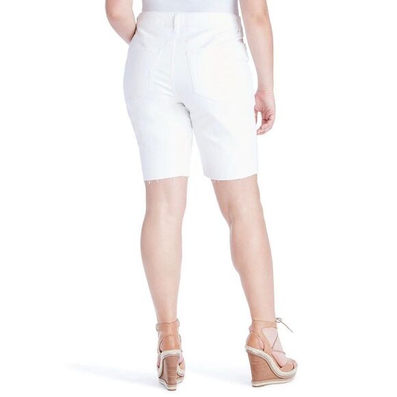 Jessica Simpson Adored Slim Bermuda Shorts Modest White Denim Jean Fray Hem 24W - Picture 5 of 16